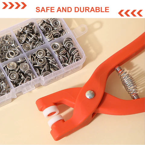 LOT DE 2 (100 Pièces) - Kit d'outils pour boutons-pression en métal avec pinces de fixation