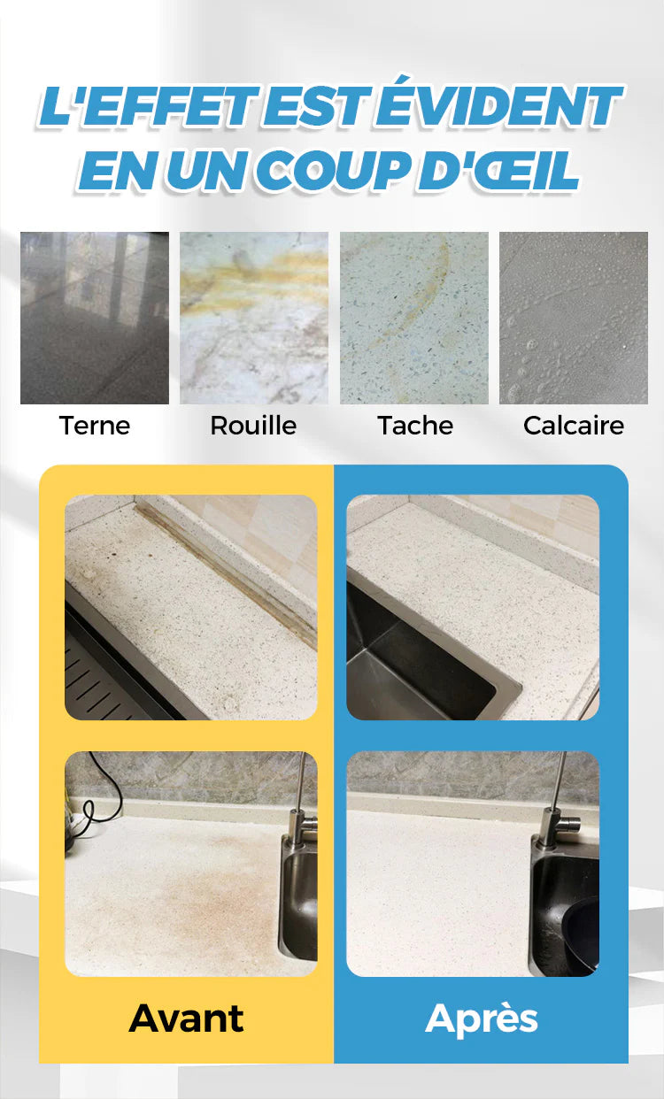 Détachant et rénovateur pour pierres (élimine efficacement les taches d'oxydation et de rouille)